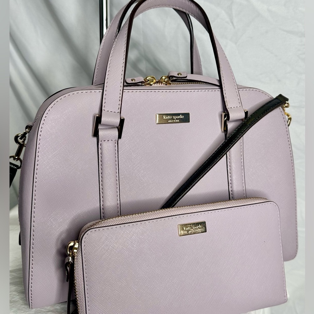 KATE SPADE Newbury Lane Felix Lavender Purple Leather Satchel Crossbody & Wallet
